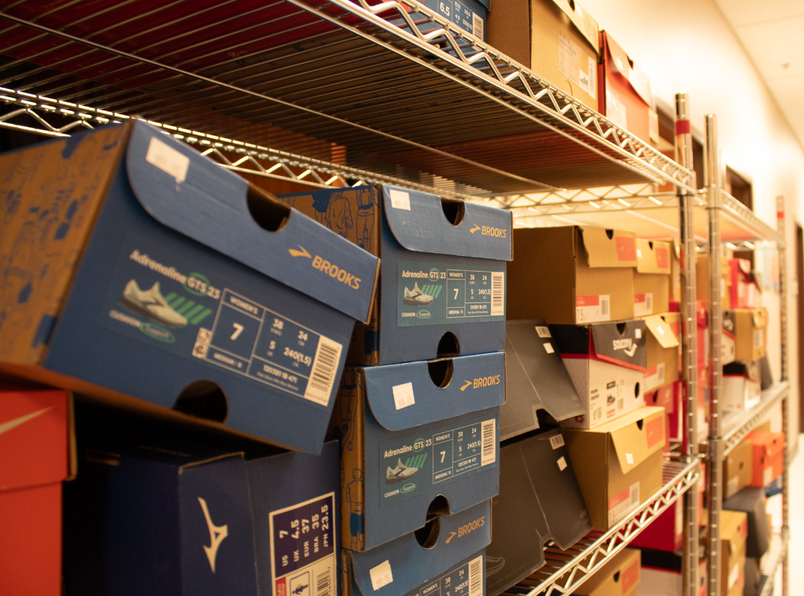 shoe boxes lined up
